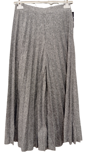 Falda pantalon gris plisada cintura elástica