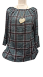 Blusa manga japonesa con fecos y cuadros escoces