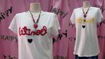 Camiseta blanca básica, manga corta, con "latino" bordado