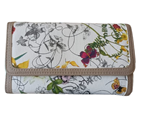 Monedero cartera grande blanco con colorido de mariposas y flores