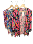 Kimono chaqueta verano estampada con borlitas