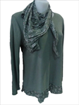 Camiseta con faldón, con foulard de flores pequeñas (Tallas M-XL)