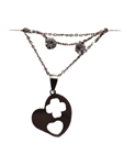 Conjunto de collar y pendiente con corazón colgante, en acero