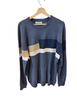 Jersey para hombre, cuello redondo, bicolor con franja triangular