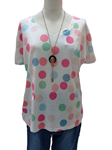 Camiseta manga corta oversize, estampado círculos, cuello V amplio