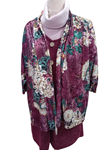Chaqueta aterciopelada, estampado flores, fondo granate