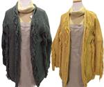 Chaqueta de punto con flecos, abierta, sin botones