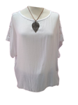 Blusa blanco crudo Vintage, con puntilla en manga