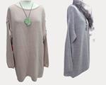 Vestido de punto holgado, cuello barco, bajo irregular, oversize y tallas grandes