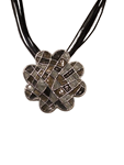 Juego de gargantilla y pendientes, flor colgante inspiración trencadís, negro y gris, plateado.