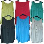 Blusa tirantes amplios, abotonado decorativo, tallas grandes
