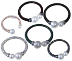 Pulsera rígida brilli-brilli con perla en los extremos, en varios colores