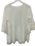 Blusón de algodón, boho chic, blanco con bordados de oro