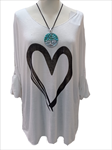 Jersey-camisetas oversize con corazón, manga larga