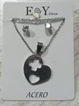 Conjunto de collar y pendiente con corazón colgante, en acero