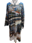 Vestidos cálidos, cuello redondo, con paisajes
