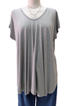 Camiseta manga corta, evase con pliegues dibujados, tallas grandes
