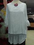 Blusón blanco roto minimalista de cuello redondo (talla XL/46)
