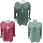 Blusa de cuello redondo y puño blanco avolantado (tallas grandes)