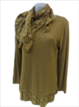 Camiseta con faldón, con foulard de flores pequeñas (Tallas M-XL)