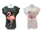Camiseta de algodón con flamenco rosa