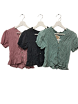 Blusa de manga corta fruncida