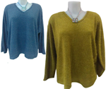 Jersey ablusonado evasé en cuello V, oversize.y talla grande