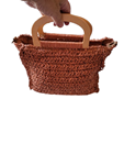 Bolso rectangular de rafia con asa y bandolera