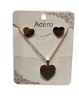 Conjunto de collar con corazón colgante, y pendientes a juego