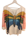 Blusa sedosa manga mariposa, estampado con mariposa