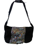 Bolso de tela, liso, con franja estampada vertical