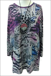 Bluson con bajo irregular, estampado talla grande