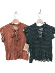 Blusa de manga corta, fruncida