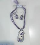 Juego de collar y pendientes, plateado cueva estalactistas