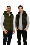 Chaleco alcochado impermeable, para hombre, con capucha