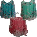 Blusa vaporosa para eventos, estampada con flores, tallas grandes