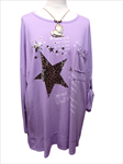 Camiseta larga para tallas grandes, con estrellas animal print