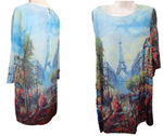 Vestido recto tipo tunica estampado de Torre Eiffel de Paris
