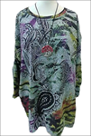 Bluson con bajo irregular, estampado talla grande