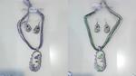 Juego de collar y pendientes, plateado cueva estalactistas