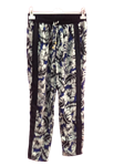Pantalon mujer, juvenil, estampado con plumas, franja lateral