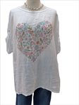 Camiseta sin cuello, redondo y corazón de flores