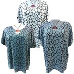 Blusa manga corta, oversize, talla grande, estampado "trencadis"