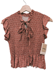 Blusa de manga corta, fruncida