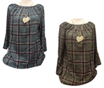 Blusa manga japonesa con fecos y cuadros escoces