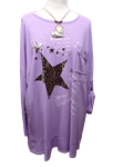 Camiseta larga para tallas grandes, con estrellas animal print