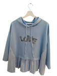 Sudadera mujer con faldón y palabra "LOVE"