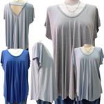 Camiseta manga corta, evase con pliegues dibujados, tallas grandes