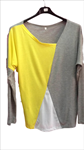 Camiseta tricolor, en disposición triangular irregular