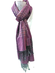 Pashmina de cashemir con rayas, burdeos